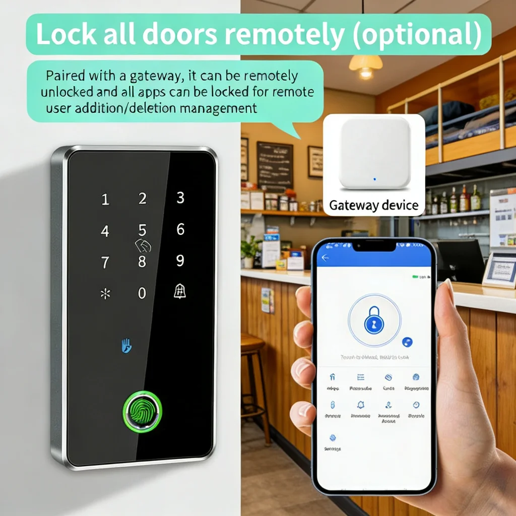 Outdoor Aluminum NFC/Fingerprint Keypad Access System – Ttlock App, G2 Gateway, 13.56MHz RFID, IP65 TT101 Alloy