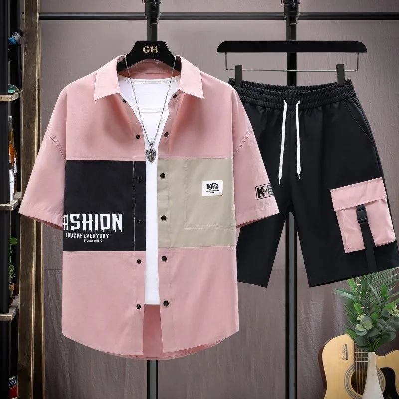 2024 Summer New Fashion Large Size Short-Sleeved Shirt Set Men's Casual Relaxed Breathable High-Quality Sports Two-Piece Set 4XL