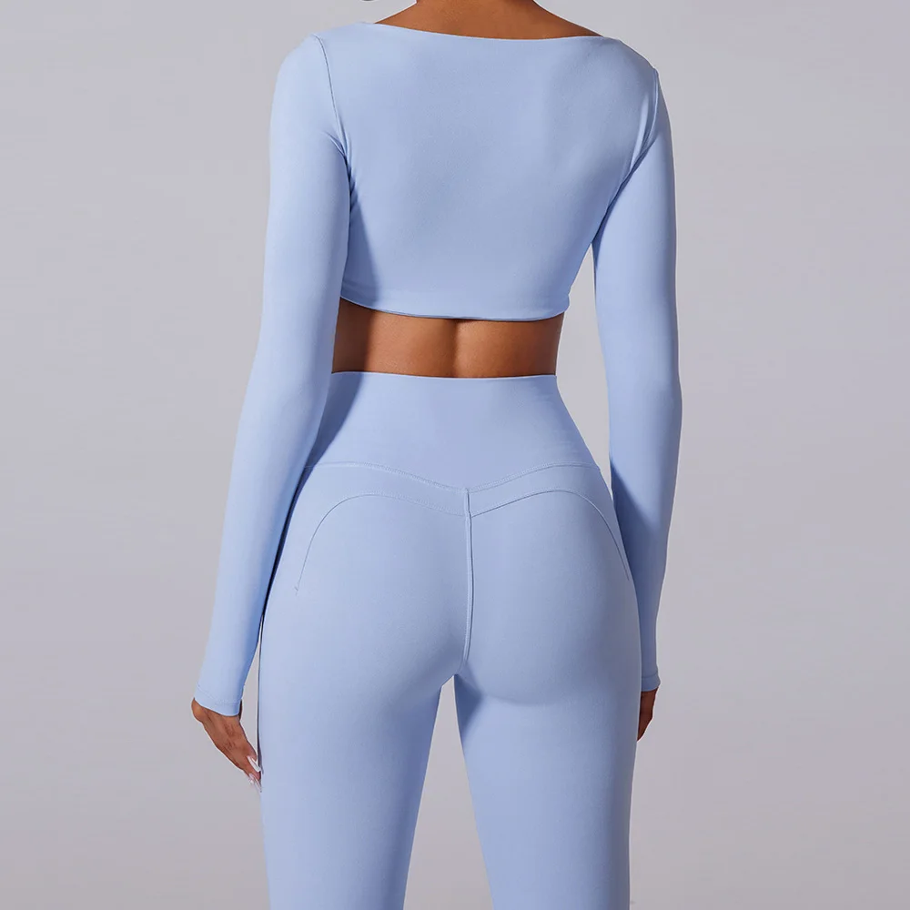 

Yoga Set Women Sportswear Workout Clothes Athletic Wear Gym Legging Fitness Crop Top Long Sleeve Sports Tracksuit High quality
