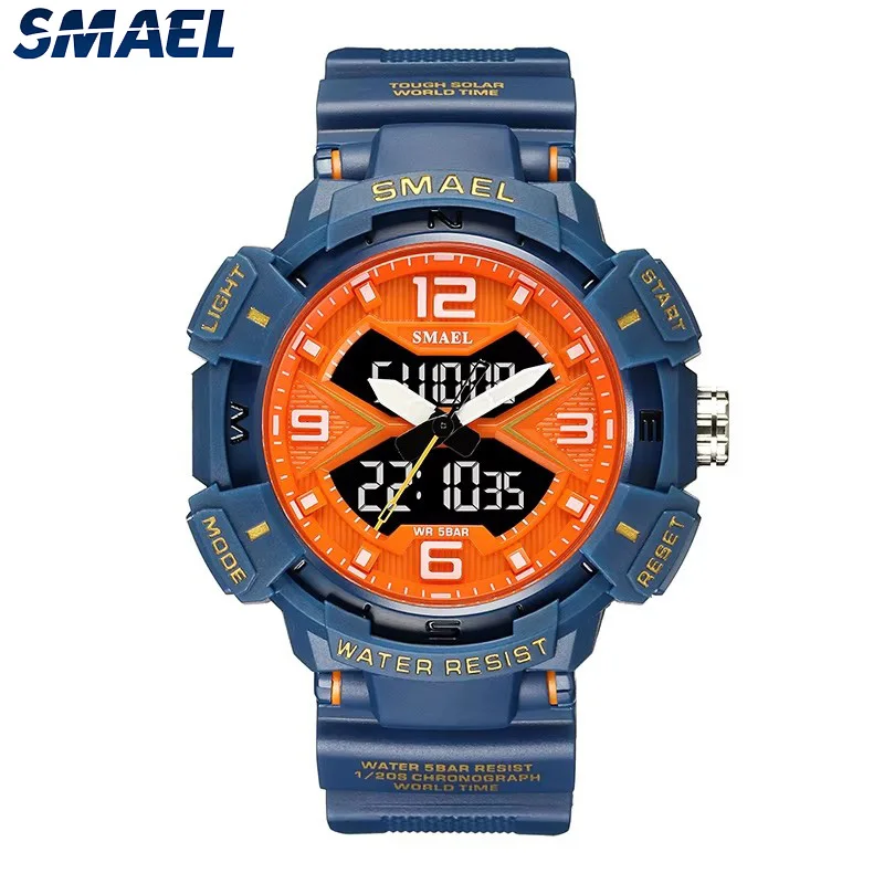 SMAEL Sport  Watches Dual Time Display 50 Waterproof Swimming 8076 Digital Watches LED Wristwatch for Men Watches Electronics