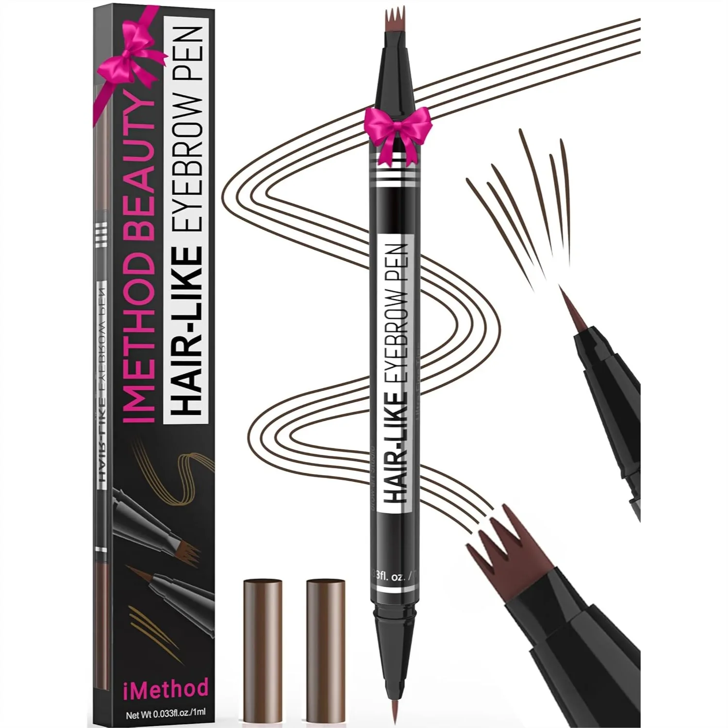

Microblading Eyebrow Pen 2-in-1 Dual-Ended Eyebrow Pencil for Women, 4-Fork-Tip & Precise Brush-Tip Create Natural Hair-Like