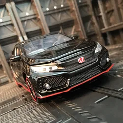 シビックTYPE-R-金属製車モデル,サウンドライト,車のコレクション,ギフト玩具,1:32,限定版