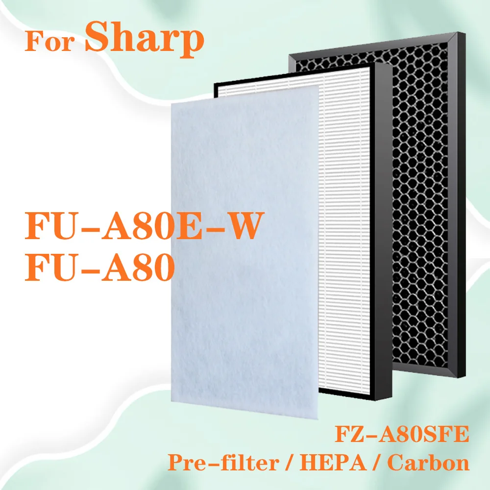 Replacement Sharp FUA80EW FZ-A80SFE Air Purifier HEPA & Deodorizing carbon Filter FU-A80E-W FUA80 FU-A80 FU-A80TA FZA80SFE