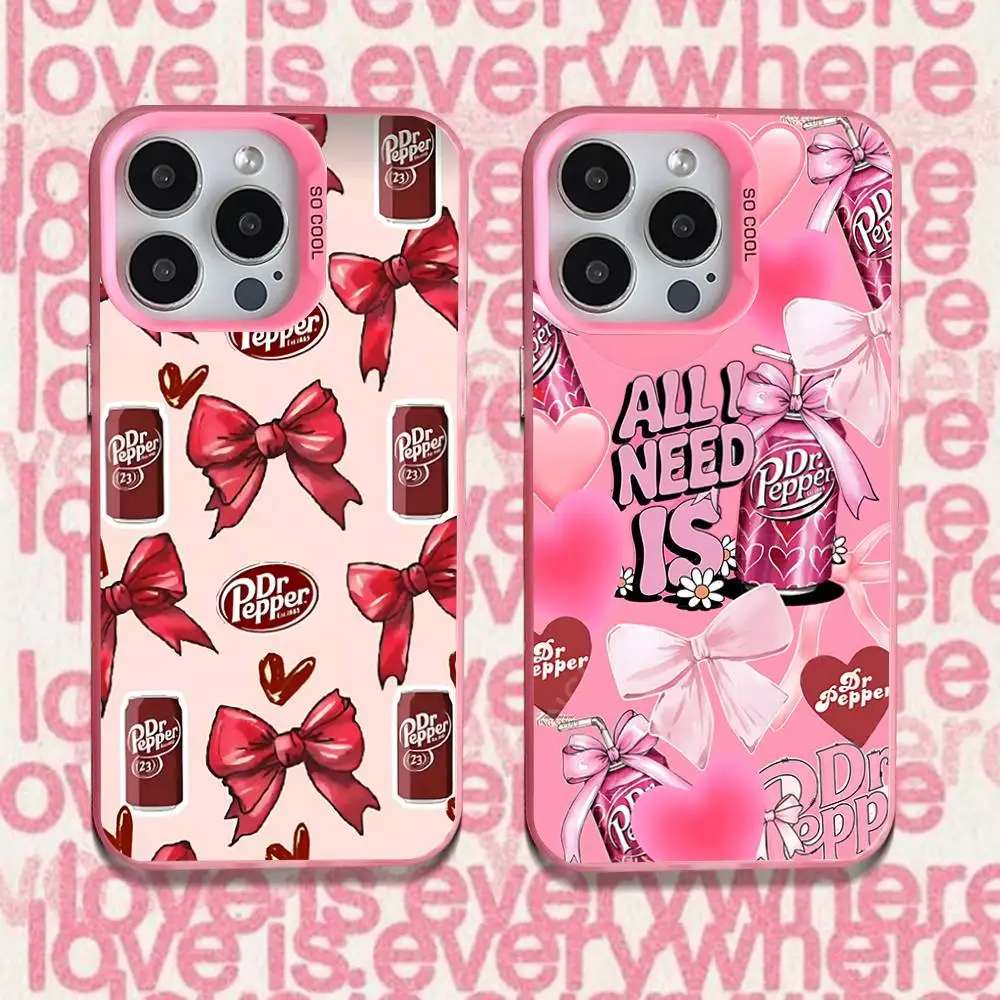 

Phone Case For iPhone 16,15,14,13,12,11,Pro,XS,Max,Plus,Mini,SE Cherry D-Dr-P-Pepper Drink Pink Candy Matte Shockproof Cover
