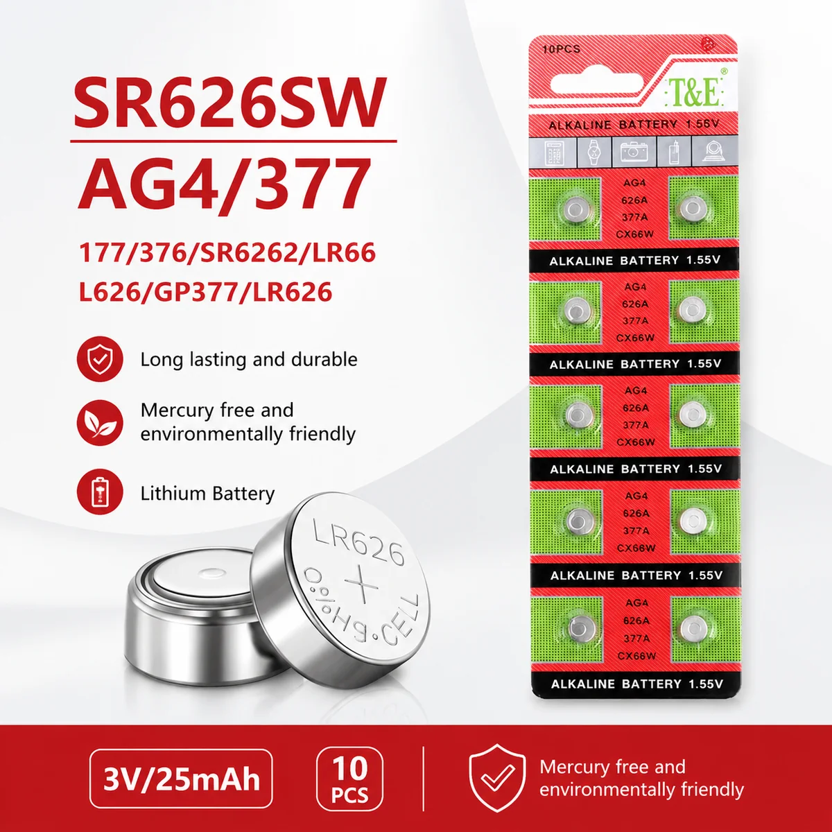 Button Cell Battery AG4 377 SR626SW 1.55V 2PCS-50PCS Coin Alkaline Batteries LR626 177 376 626A For Watch Toys Clock Pack