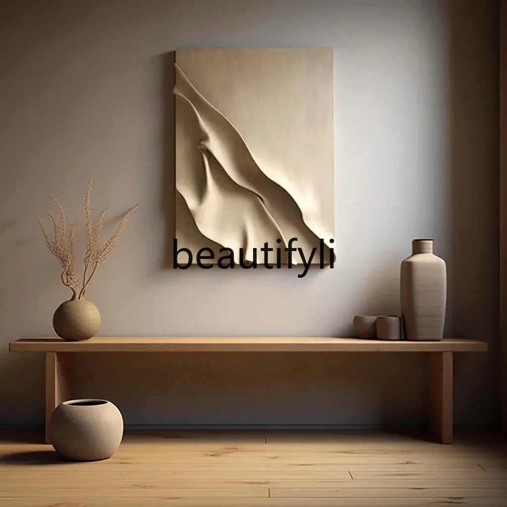 TTT Wabi-Sabi Style Entrance Decorative Painting 3D Relief Painting Living Room Dining Room Abstract Wood Carving Hanging