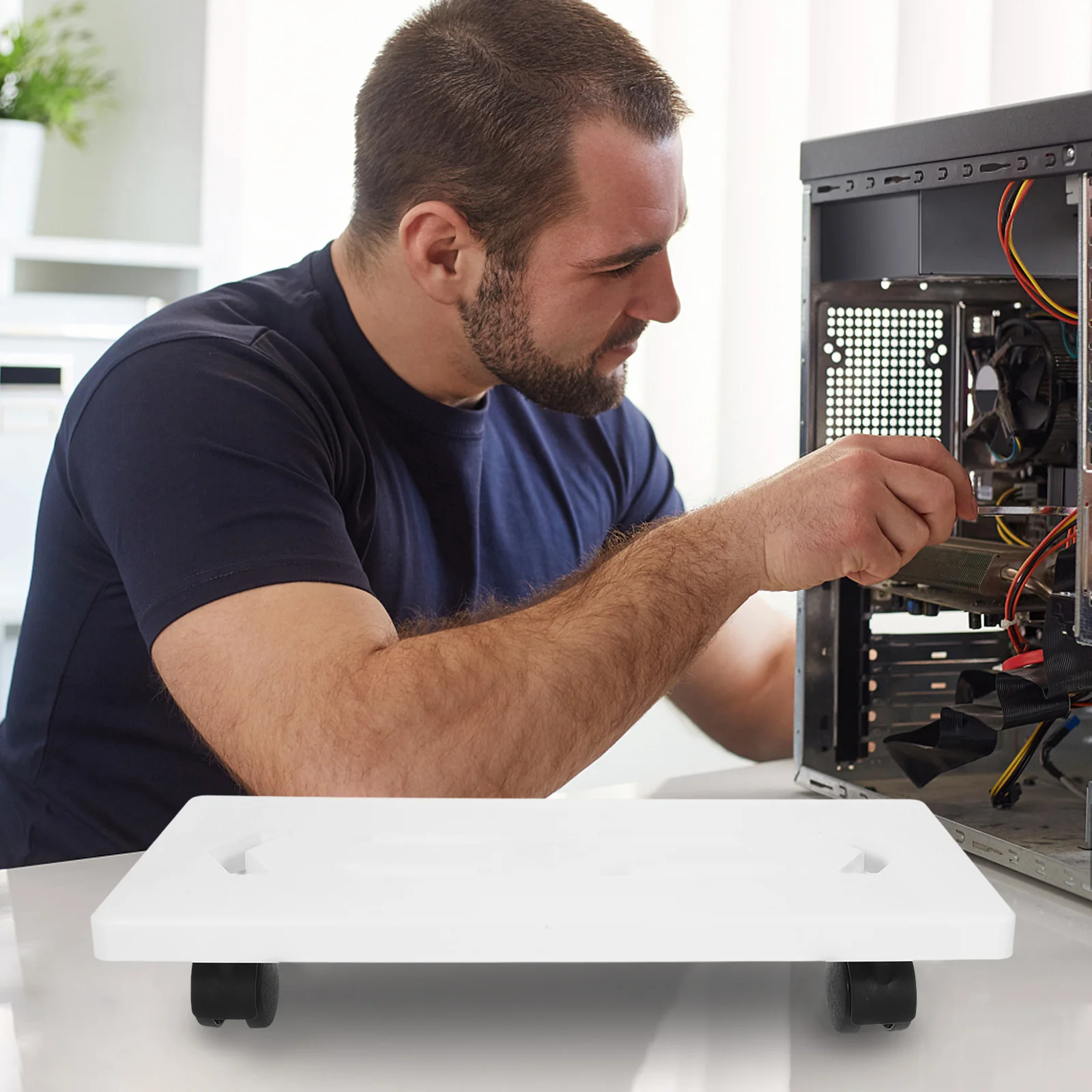 Computer-Turm-Riser-Ständer, PC-Bodenständer, beweglicher Desktop-Turmwagen mit drehbaren Rädern, stabiler Halter, PC-Riser für Teppiche