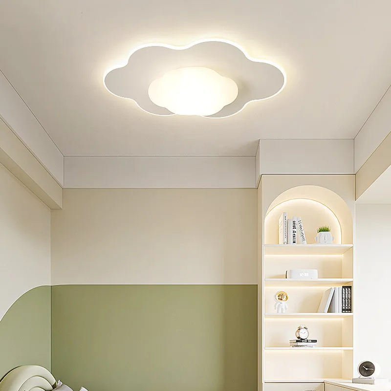 الحضانة الأبيض سحابة ضوء ثريا تركب بالسقف غرفة الاطفال الفتيات غرفة نوم دراسة لطيف ديكور الكرتون بريق الطفل Led مصباح السقف #6
