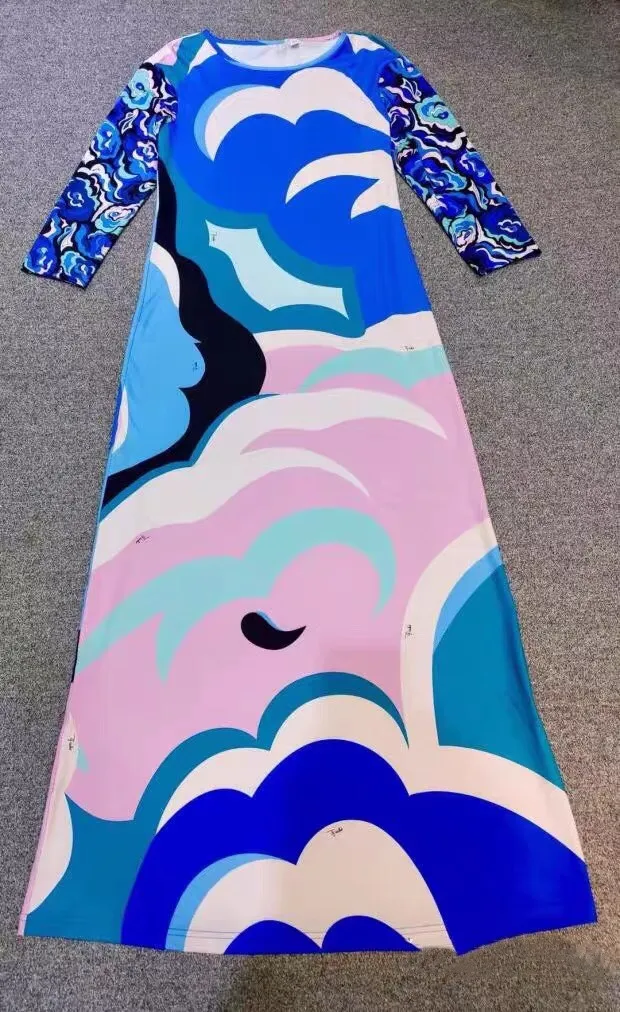 Designer Inspired Women's Multicolor Printed Jersey Belted Maxi Dress - Elegant Summer Party Beach Long Dress, Boho Chic Evening