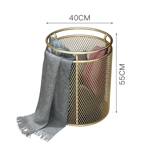 Quality Waterproof Laundry Basket Metal Not Fade Golden Gold Color Dirty Clothes Storage Home Creative Organizer 40*55cm