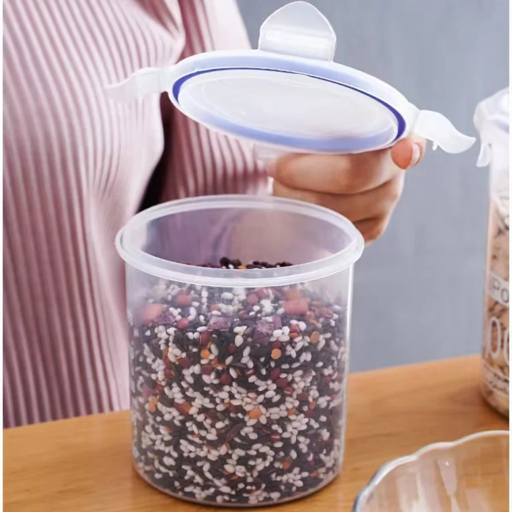 Large Capacity Kitchen Food Storage Canisters Transparent Sealed Refrigerator Storage Tank with Scale Multigrain Organizer