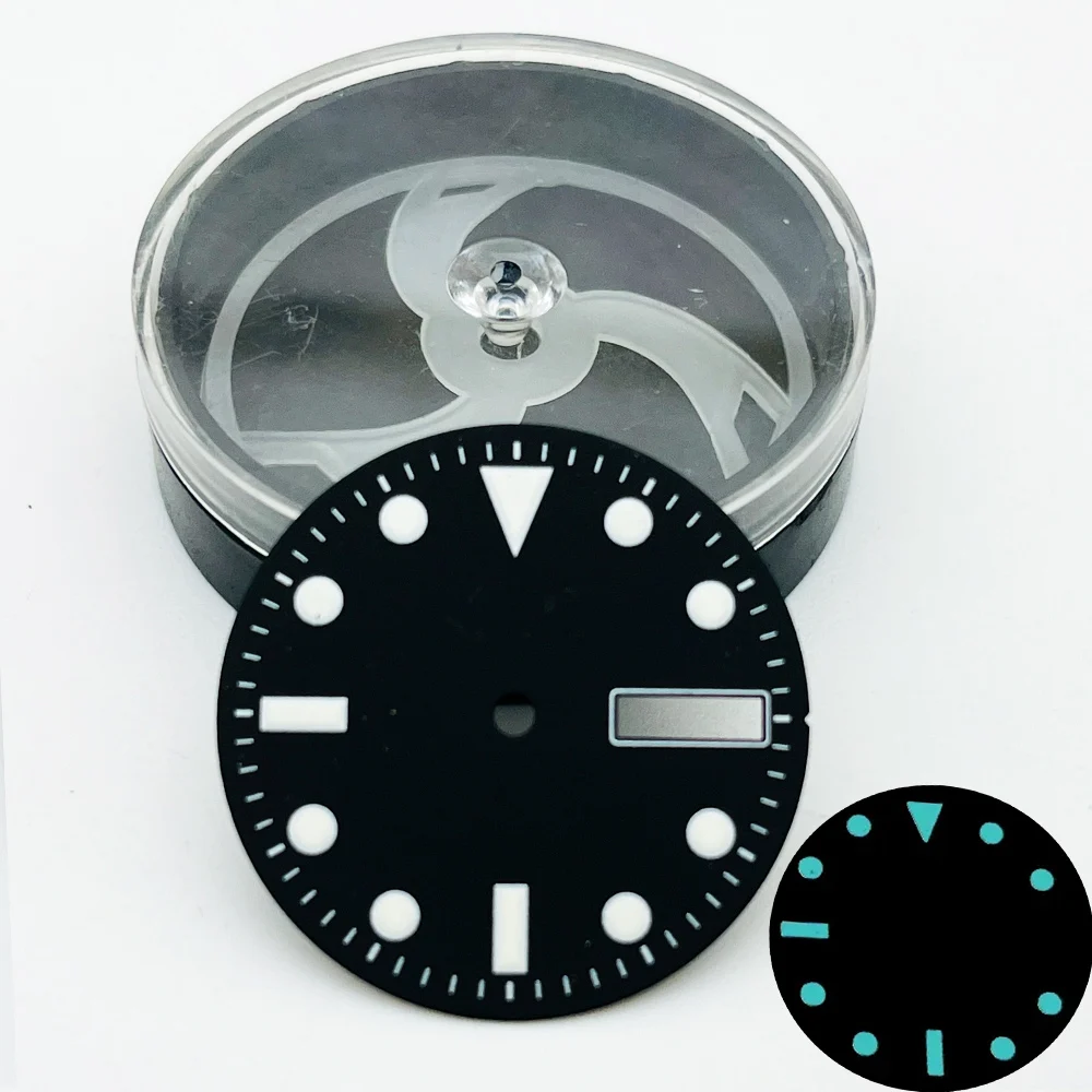 28.5mm Dial Blue Green Luminous Watch Dial Fit for NH35 NH36 7s26 Movement SKX007 SPRD 6105 Turtle Watch Case NH35 NH36 Dials