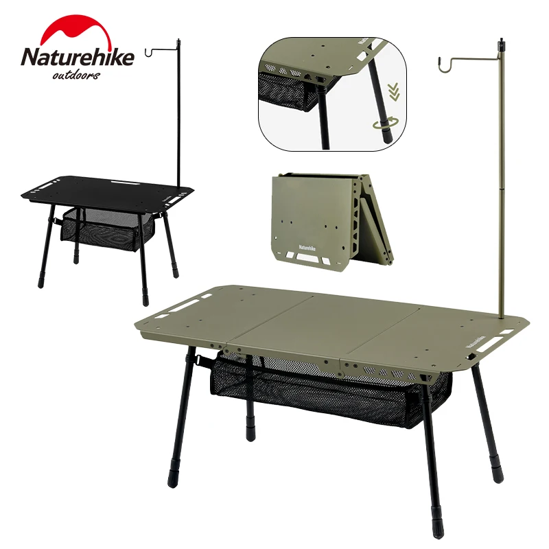 

Naturehike Camping IGT Table Портативный сверхлегкий складной стол из алюминиевого сплава с регулируемой высотой для пикника на открытом воздухе и подставкой для освещения