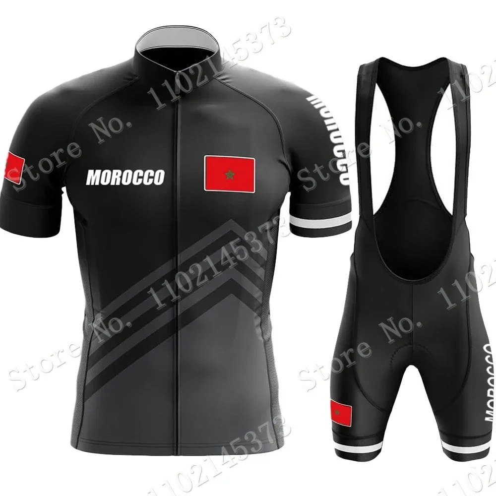 Morocco National Team 2024 Cycling Jersey Set Summer Cycling Clothing Road Bike Shirts Suit Bicycle bib Shorts MTB Maillot