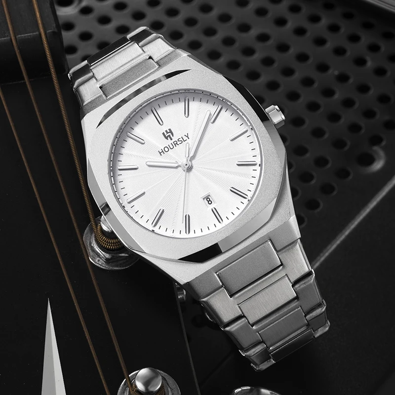 New Personalized Trendy Texture Dial Men Quartz Watch Steel Strip Fashion Leisure Life Waterproof Luminous Calendar Quartz Watch