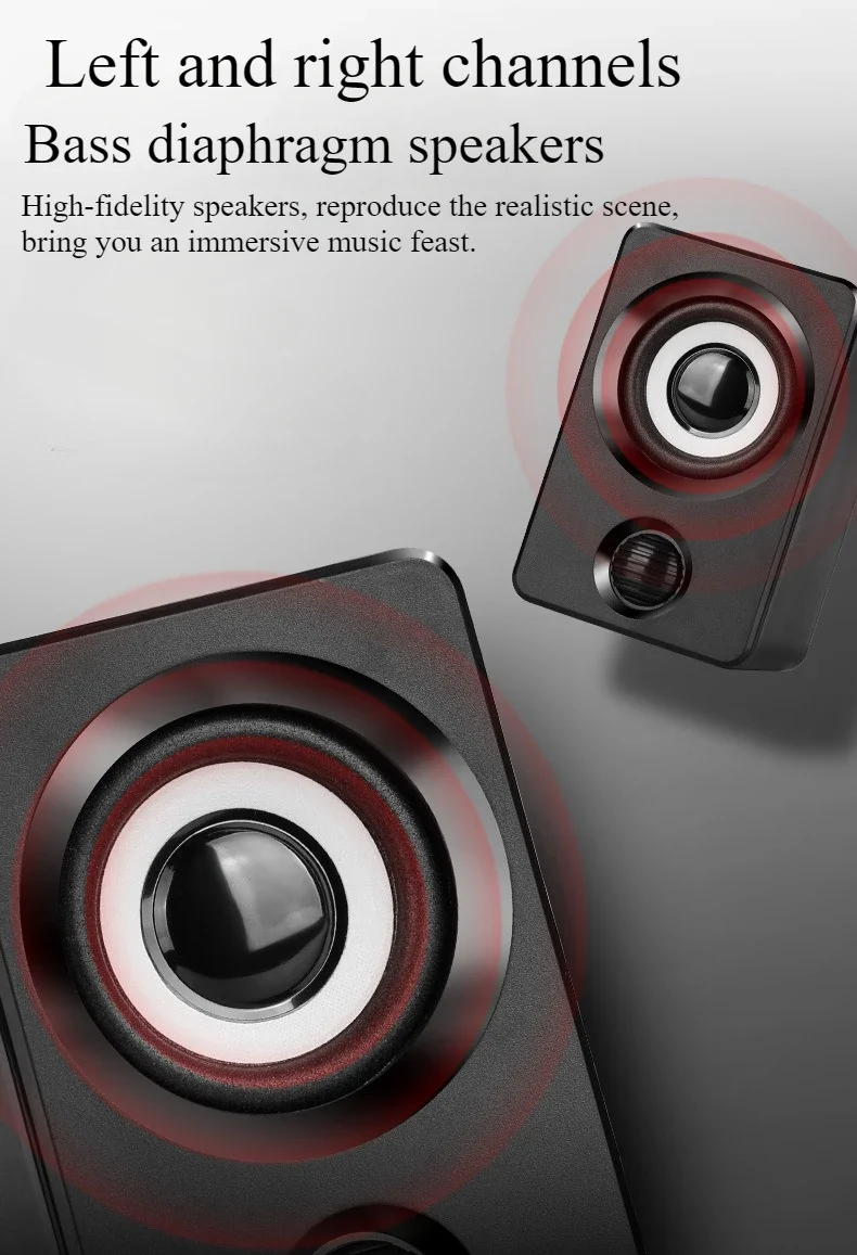 Altoparlanti per PC Sound Box per computer Microfono stereo HIFI USB cablato con luce a LED per altoparlanti USB per computer desktop