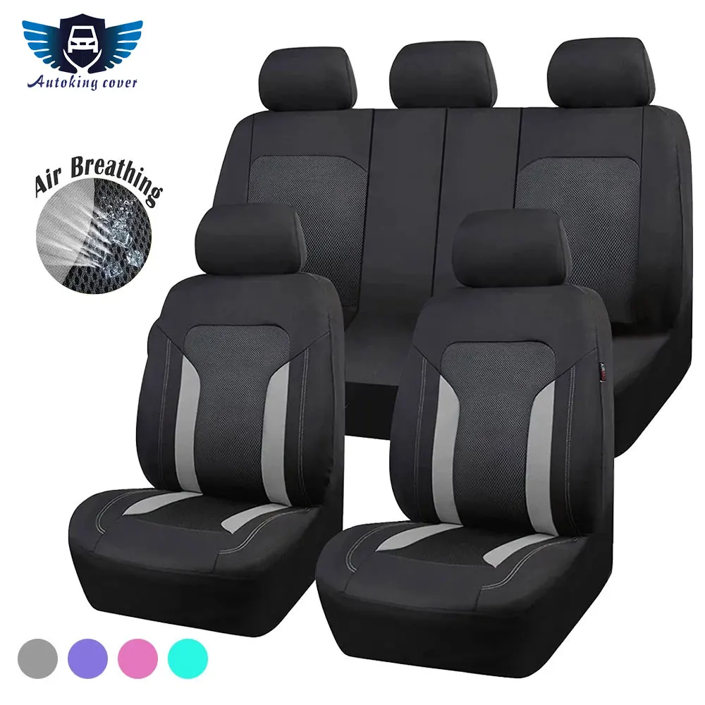 Breathable Mesh Fabric Car Seat Covers Car Accessories Interior With Back Pocket Seat Cover Car Can Split Airbag Compatible