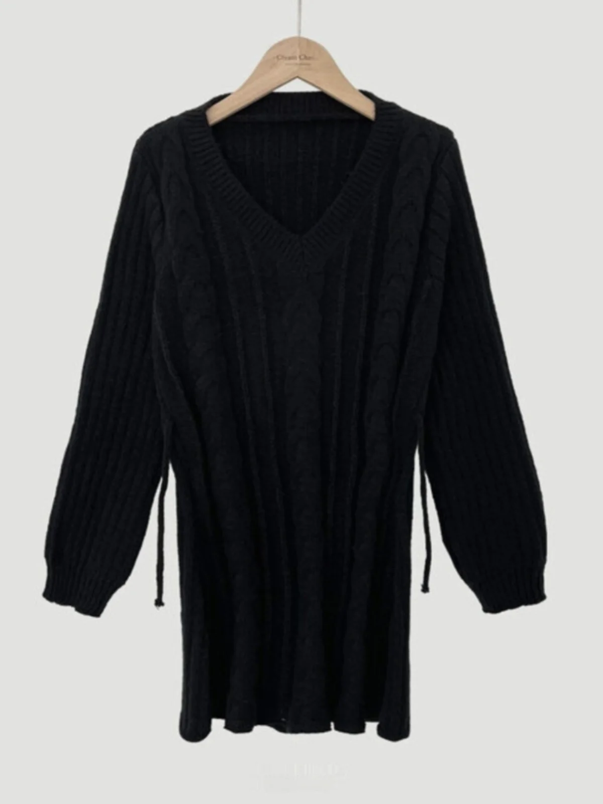 Slim Fit tricoté Dr v-ne ort enveloppement autour de la taille cintrée coréenne Sle femmes Faion automne longue Sve jupe mi-longue