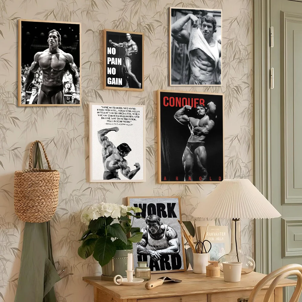 Arnold Schwarzenegger Bodybuilding Fitness Movie Sticky Posters Vintage Room Bar Cafe Decor Nordic Home Decor