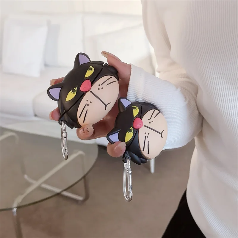 Étui Airpods Lucifer Cat pour Airpods, housse de protection souple pour écouteurs de dessin animé 3D pour étui Airpods Pro 2/Airpods 4 3 2 1, housse pour enfants