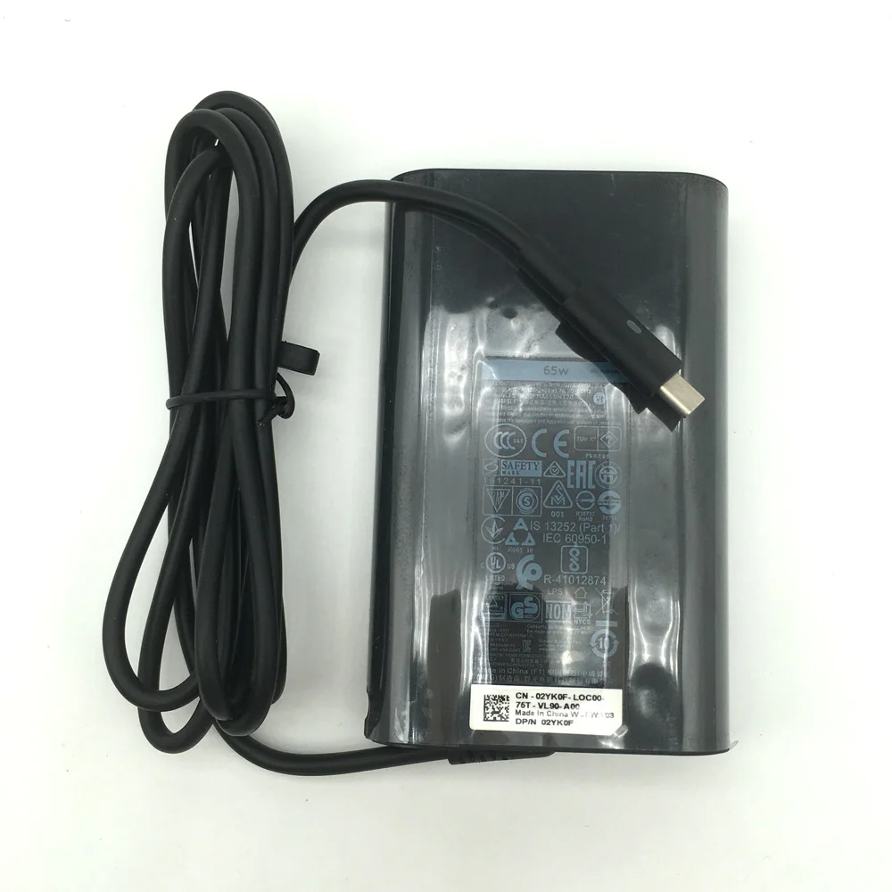 Original 65W USB-C LA65NM170 para Dell XPS 13 Tipo C Adaptador AC Fonte de alimentação 20V 3.25A Carregador para laptop