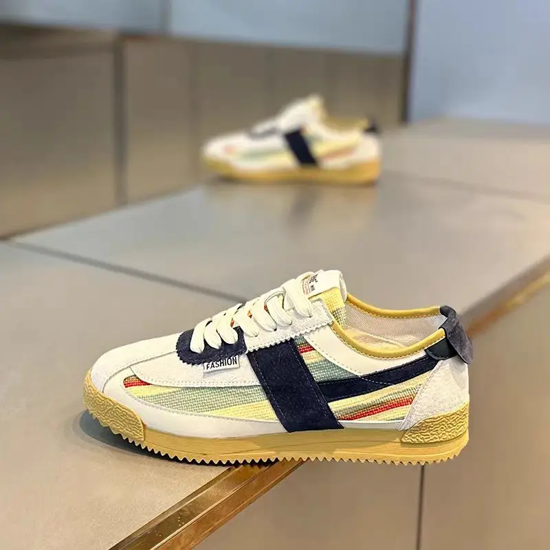 

Мужская дышащая спортивная обувь на плоской подошве, классические кроссовки для бега, прогулочная обувь на мягкой подошве со шнуровкой, повседневная обувь для пар, теннисная обувь