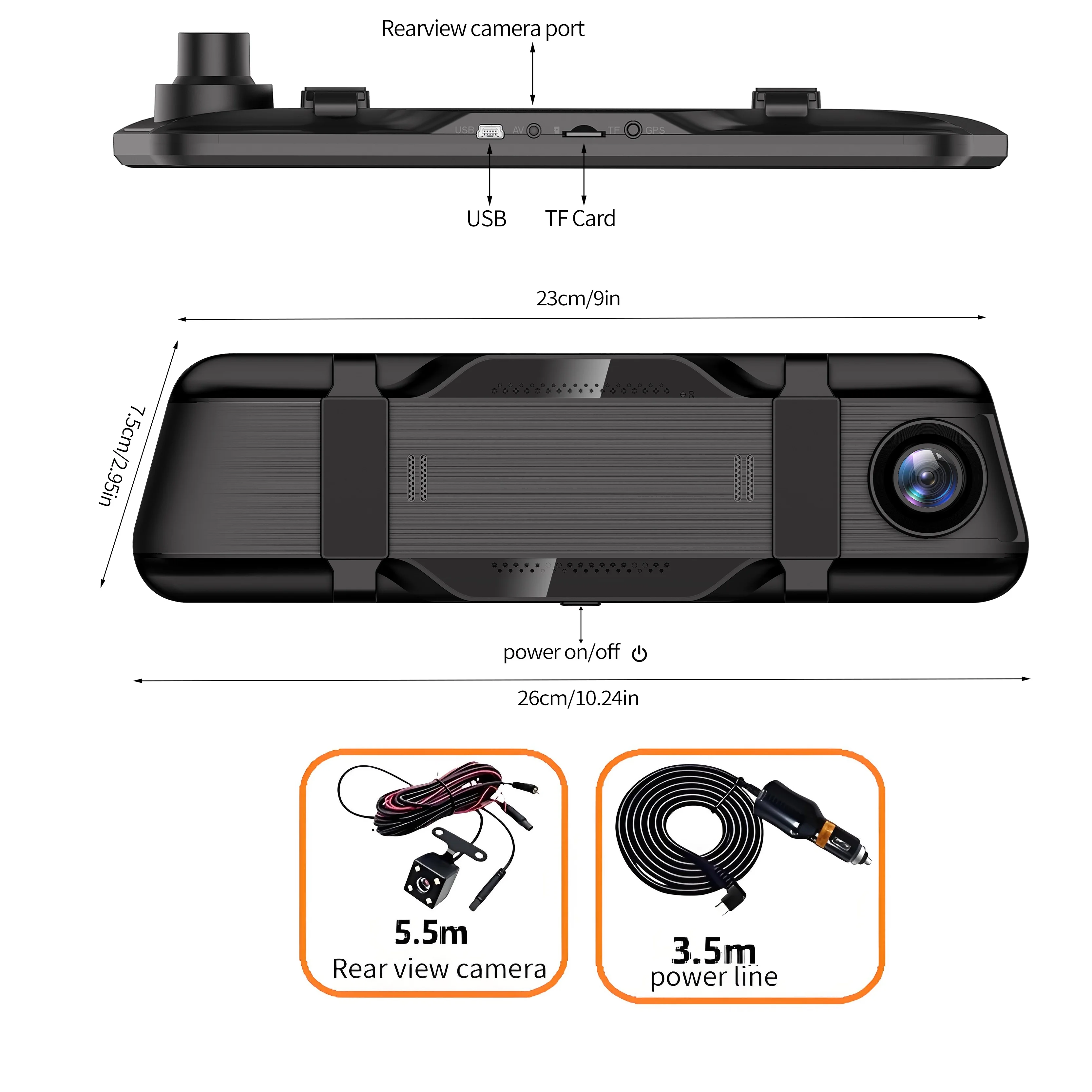 5MP Mirror Camera Car Touch Screen Video Recorder Rearview Mirror Dashcam DVR Black Box Optional Dual Lens DVR Rearview Dash Cam
