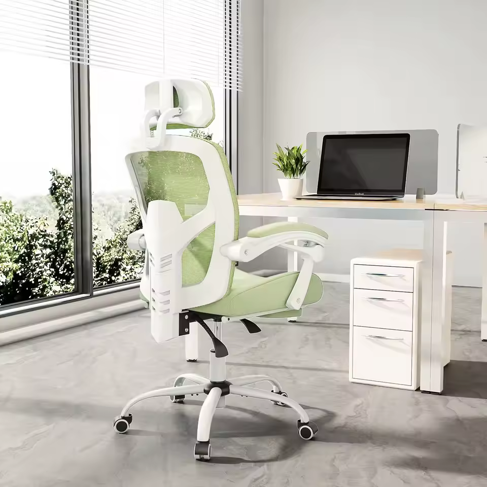 Full perspective view of the Japandi High-Back Ergonomic Reclining Mesh Desk Chair