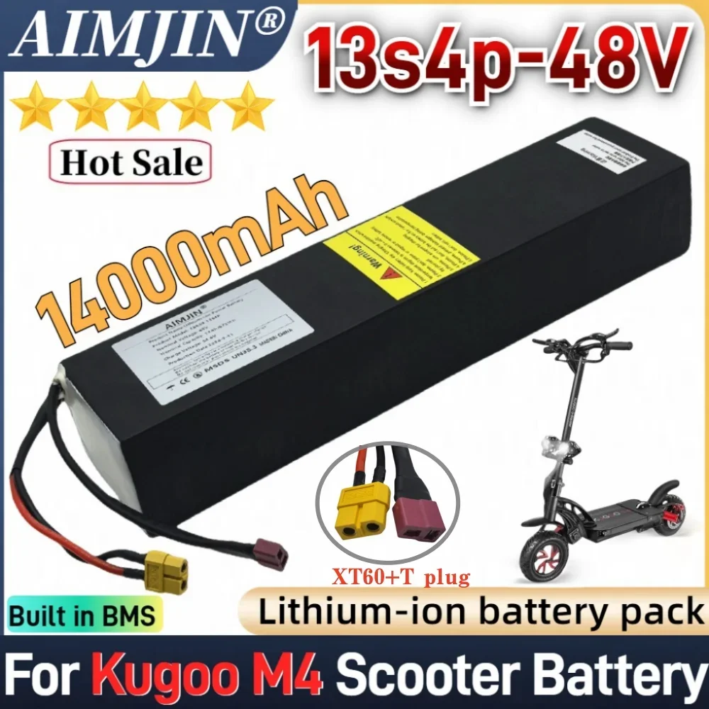 NEW 13S4P 48V 14000mAh Rechargeable Lithium ion Battery Pack 672Wh With BMS Suitable for Kugoo M4 Electric Scooter Battery