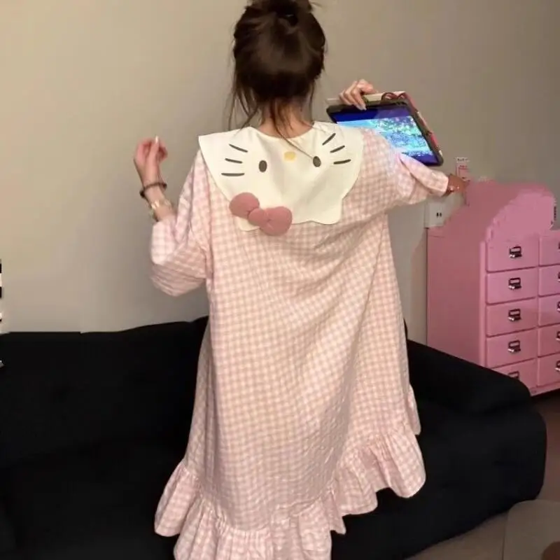 

Sweet Lovely Girl Cardigan Nightgown New Summer Student Pajamas Short Sleeved Fashionable Trendy Home Clothes Sweat Absorbing