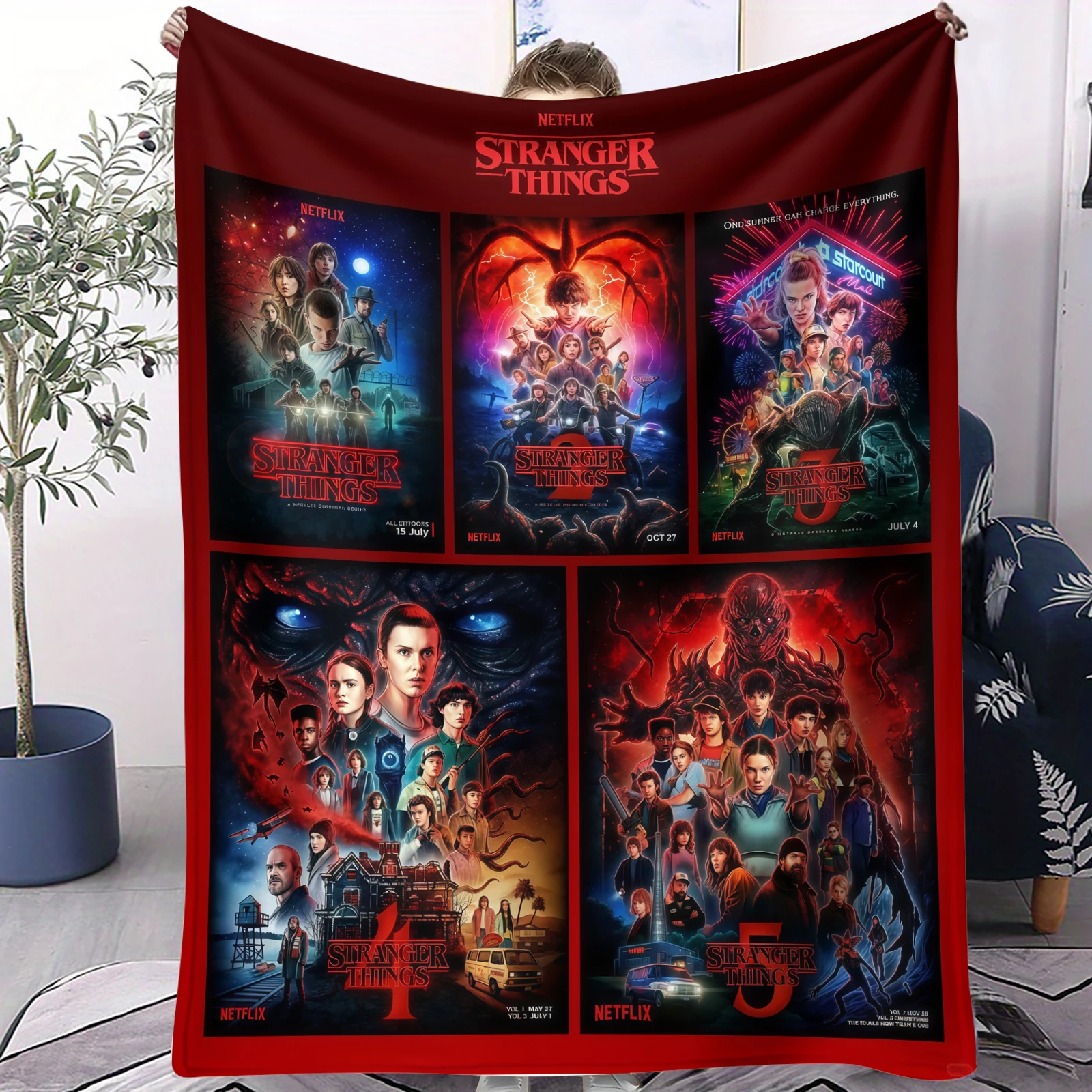 Couverture imprimée série TV d'horreur s-stranger t-things, flanelle douce et chaude, à la mode, douce et confortable, cadeau d'anniversaire pour pique-nique