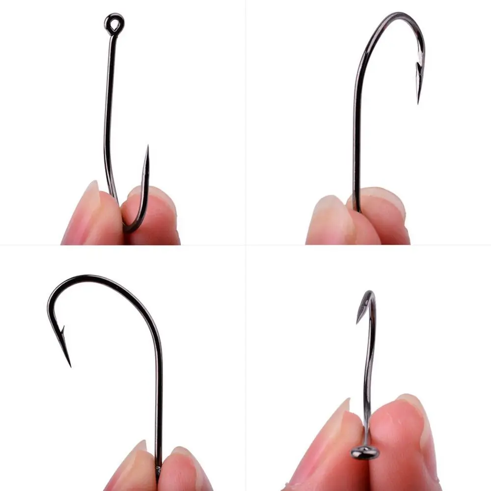 Steel Lure Hooks Octopus Fishing Hooks Barbed Fishing Hooks Big Long Shank Flattened Sharped Fishhooks Off-set Fishing Hook