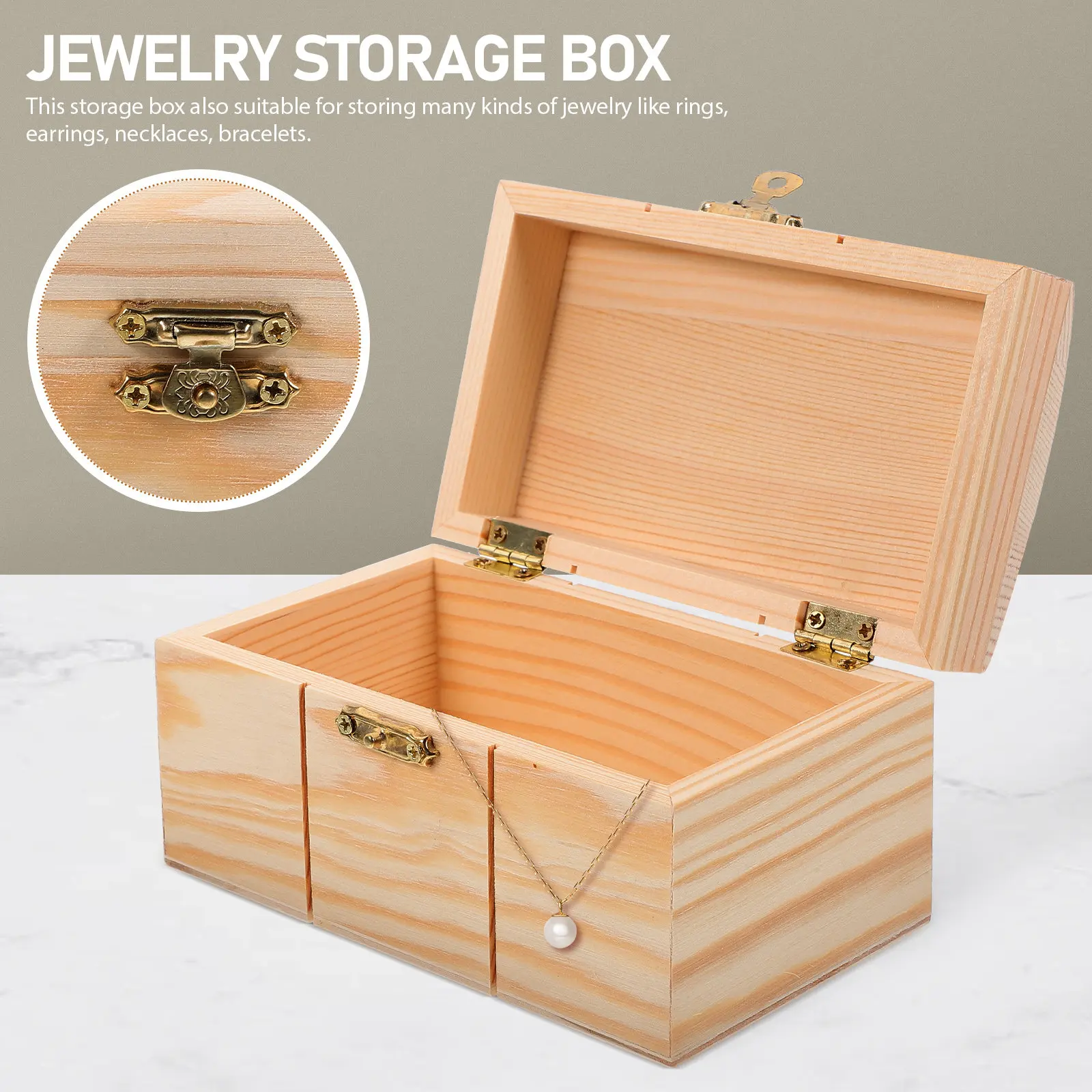 Delicate Wooden Jewelry Storage Box Multipurpose Keepsake Case for Rings Earrings Necklaces Bracelets Watch Organizer Decor