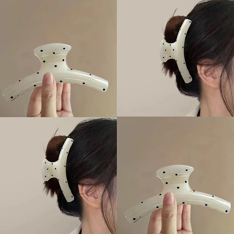 Polka Dot Hair Claws Fashionable Temperament Hair Volume More Than Hair Claw Ins Wind Back Head Shark Clip Hairpin