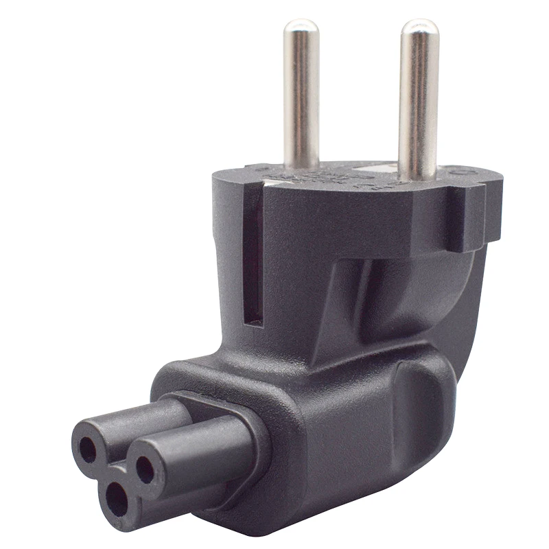 10pcs EU Socket IEC 320 C5 to EU Euro 4.8mm German Standard Connector Plug Extension Conversion Angled Bend AC Power Adapter