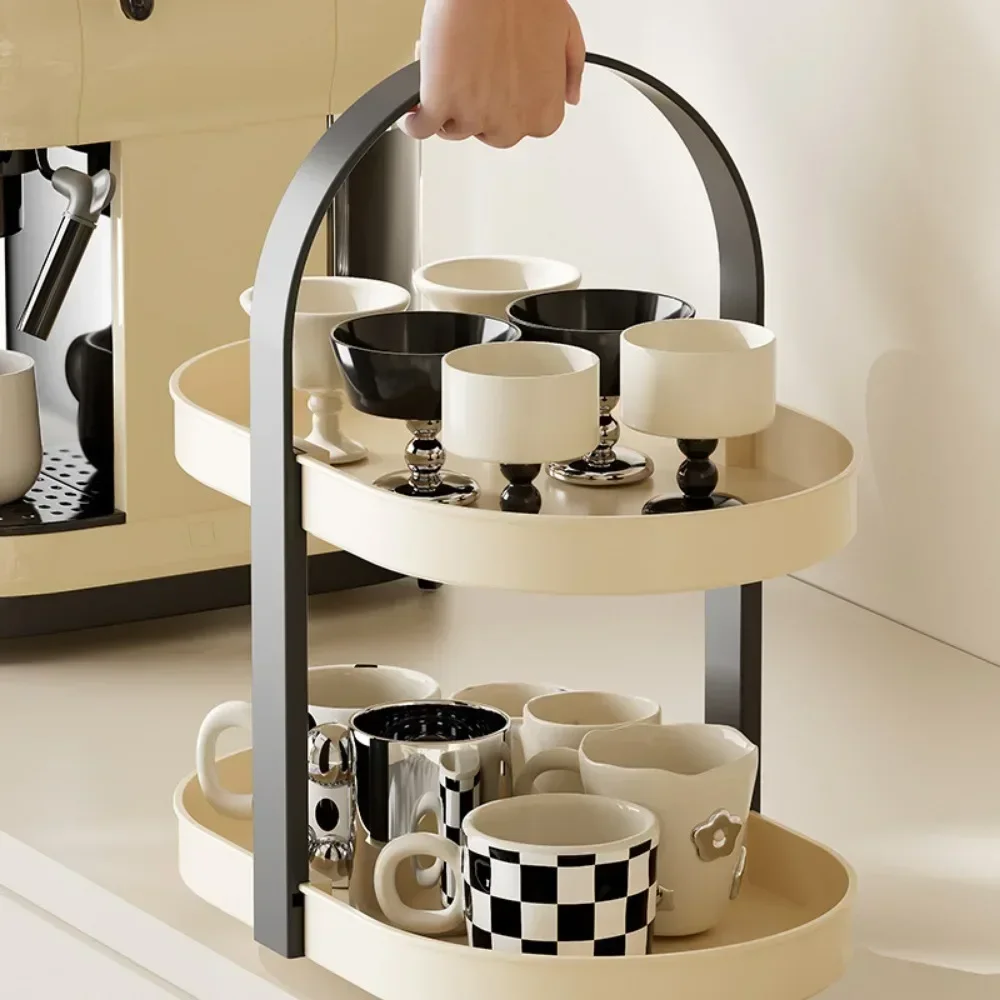 

Cup Collection Rack High Load-bearing Capacity Storage Shelf Stackable Wine Cup Holder with Handle Kitchen Countertop Organizer