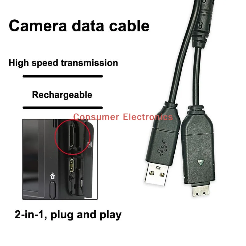 

[9C] Подходит для USB-кабеля для передачи данных камеры, соединительного кабеля для цифровой камеры ES65 75 PL170 NV3 ES7