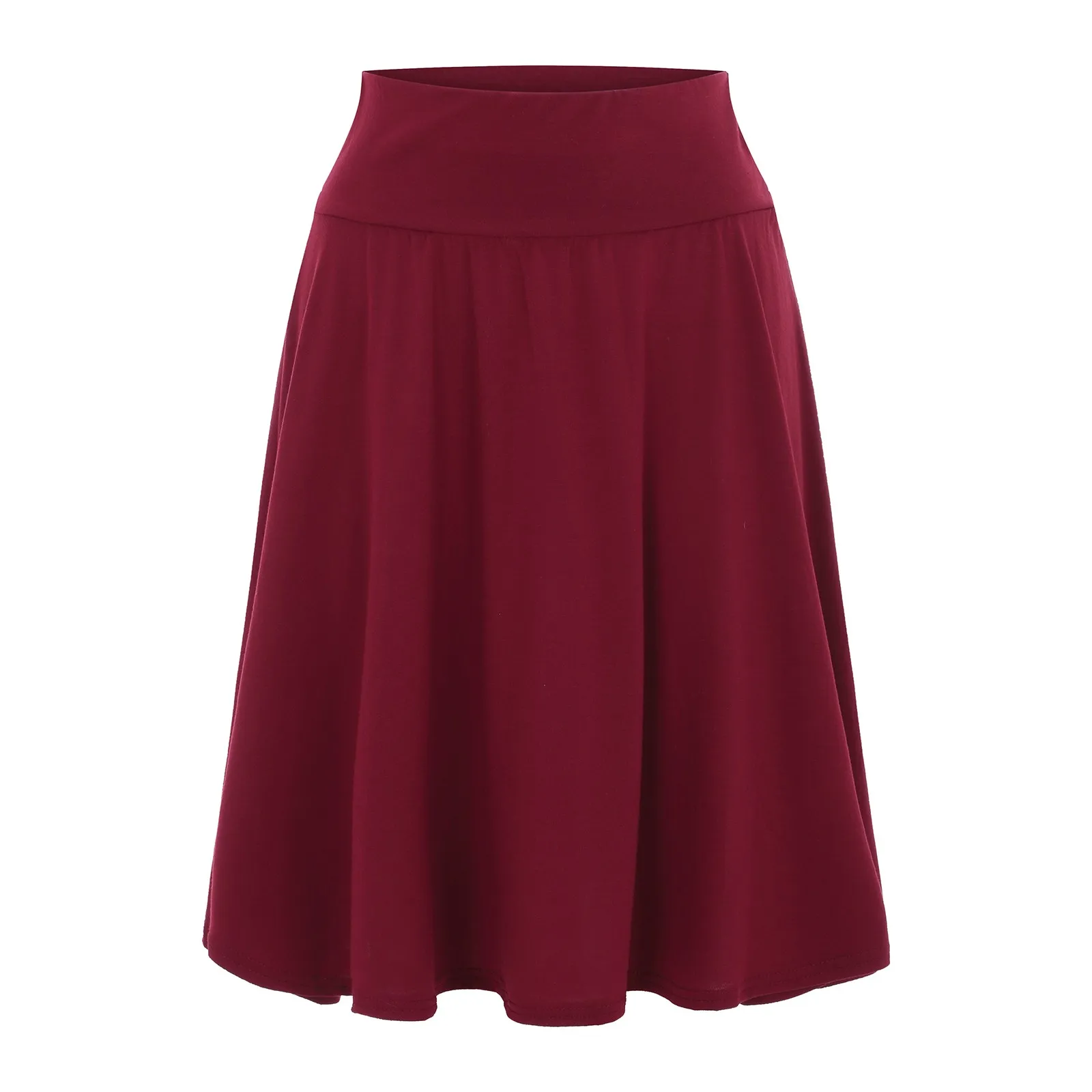 Solid Color Casual Skirt For Women High Waist Elastic Half Body Pleated Elegant Ballroom Dance Skirts Temperament Ladies Skirt