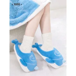 Genshin Impact Sky Whale Tartaglia Plush Slippers Game Anime Cosplay Cotton Slides Cute Cartoon Home Shoes Size 34-42 Xmas Gift