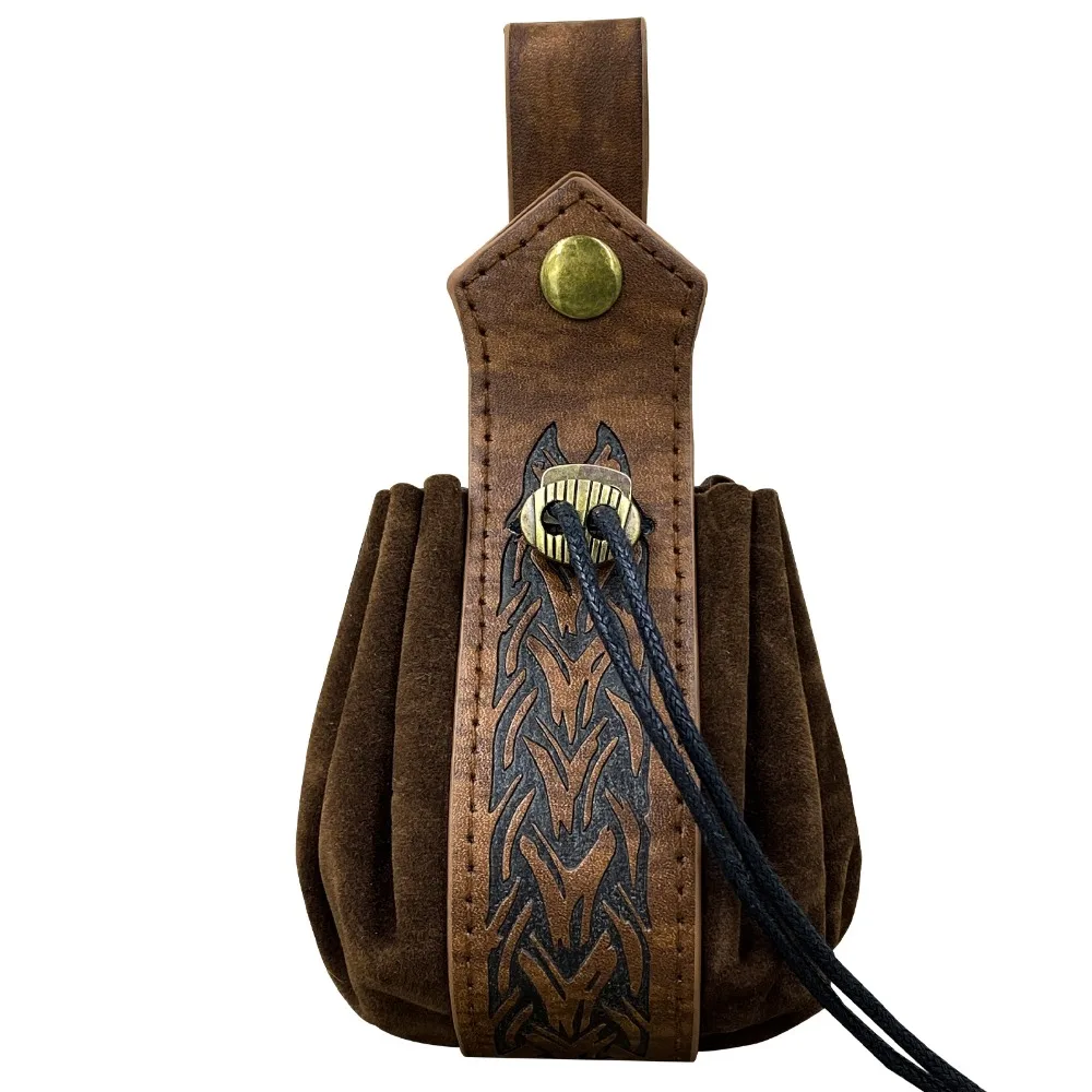 03/Wear Steampunk Proximity Wstring Powder Sac de ceinture médiéval, Porte-monnaie portable nordique, Sac de taille étanche de style viking