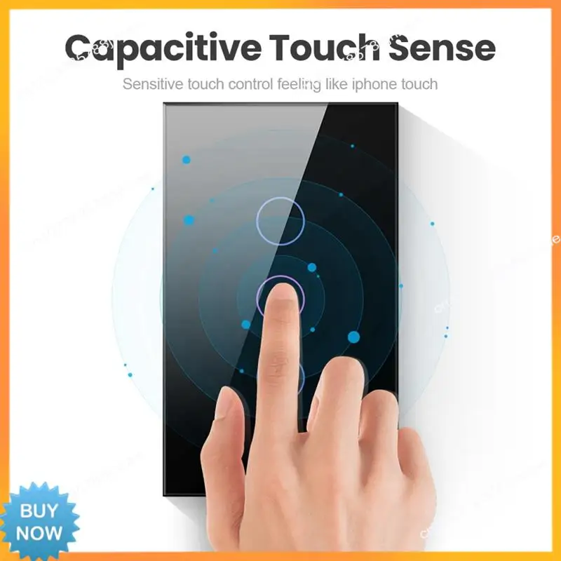 A10R Wifi Smart Wall Switch LED Light Switches 3 Gang Smart Touch Sensor Preto EUA Plug