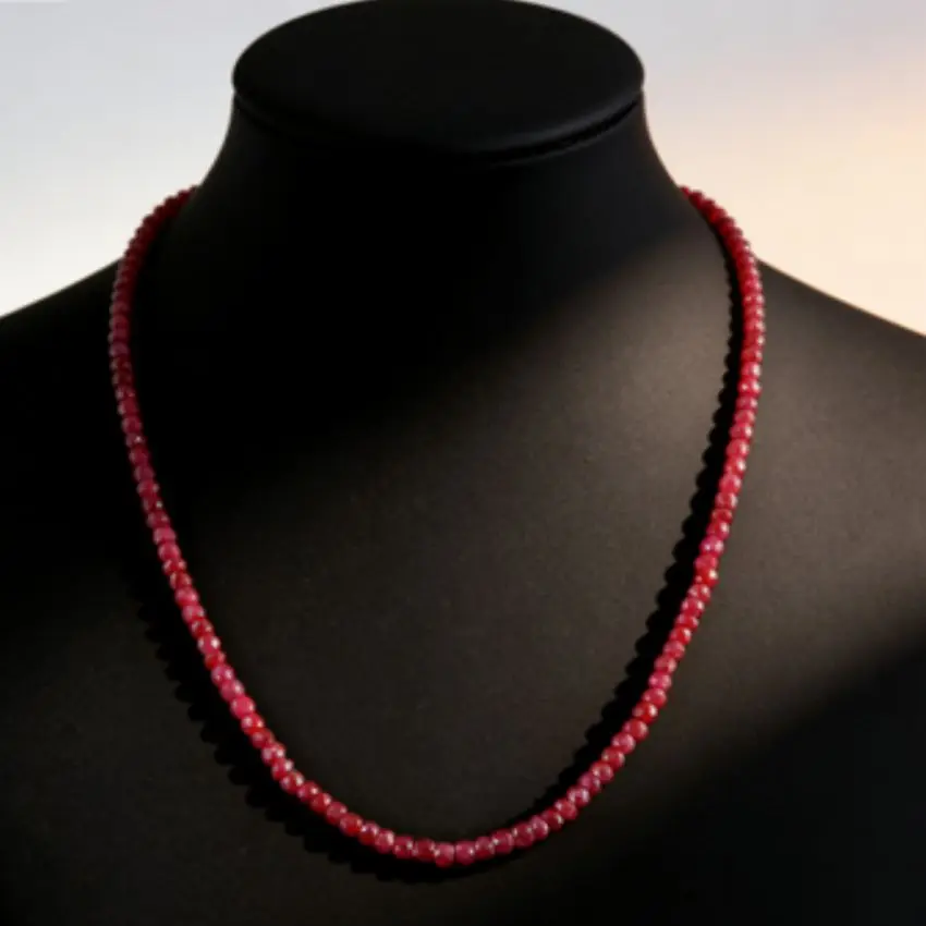 2x4mm Natural Brazil Red Ruby Gemstone Beads Necklace 18 inches Party Ear stud Mother\'s Day Ms gift Classic Fashion Beautiful