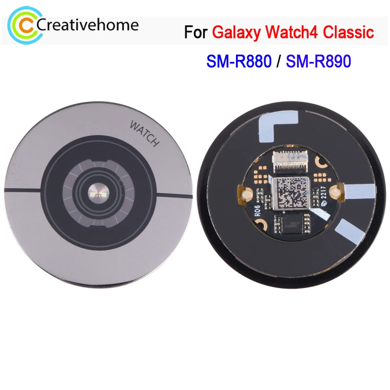 Glass Back Cover with Heart Rate For Samsung Galaxy Watch4 Classic 42mm SM-R880 / 46mm SM-R890, with Logo