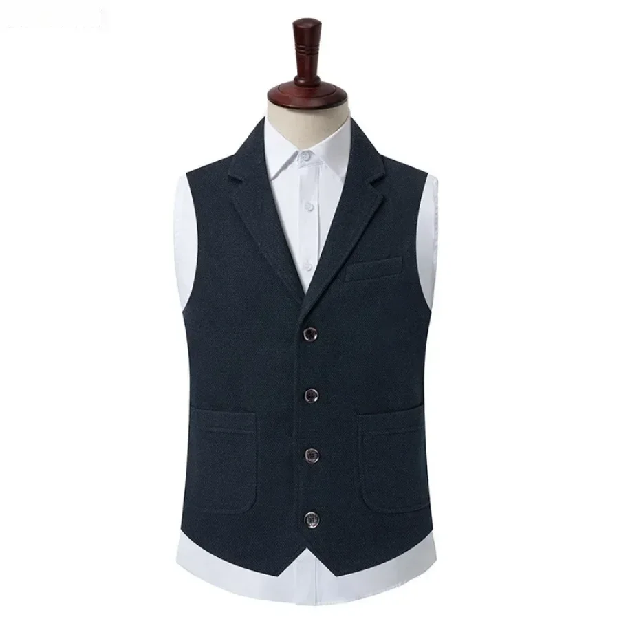 Frühling Herbst Westen für Männer Casual Weste Jacke Wolle V-ausschnitt Schlank Solide Weste Mode Vielseitig Anzug Weste männer Kleidung