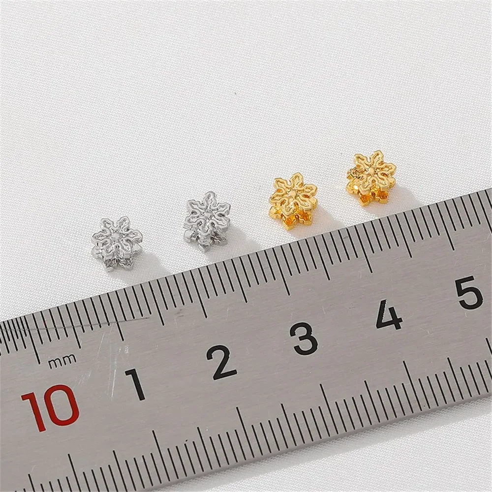 

18K Gold Three-dimensional Double-sided Snowflake Beads Loose Beads DIY Handmade Bracelet Necklace Jewelry Material Accessories