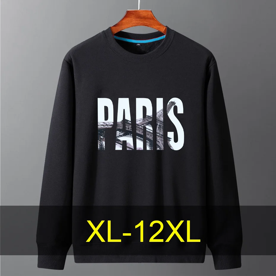 

12XL 10XL Plus Size Sweatshirts Men Autumn Winter Fleece Pullover Fashion Casual Print Sweatshirt Big Size 12XL