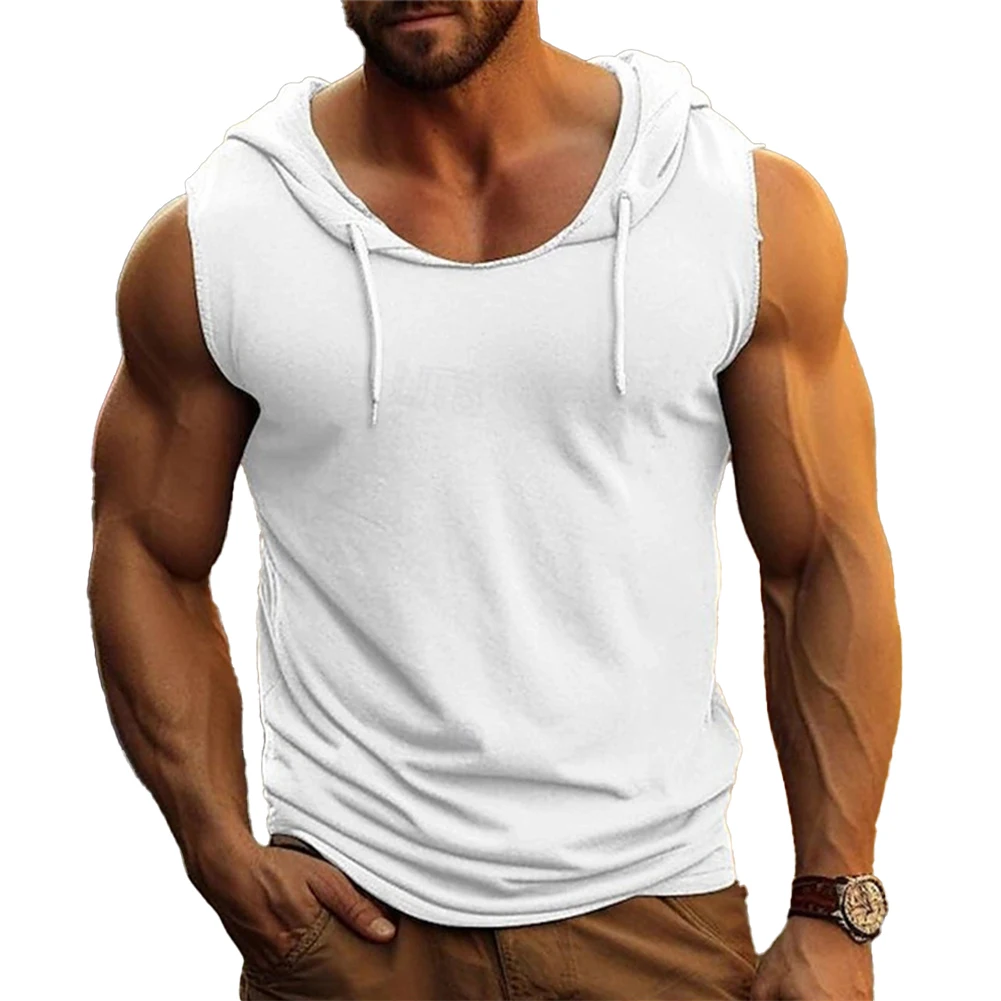 Mens Muscle Hoodie Tank Top T-shirt Hooded Men's Hooded Sports T-Shirt Gym Top Fitness Hoodies Cut Out Sports Jerseys Bodybuild