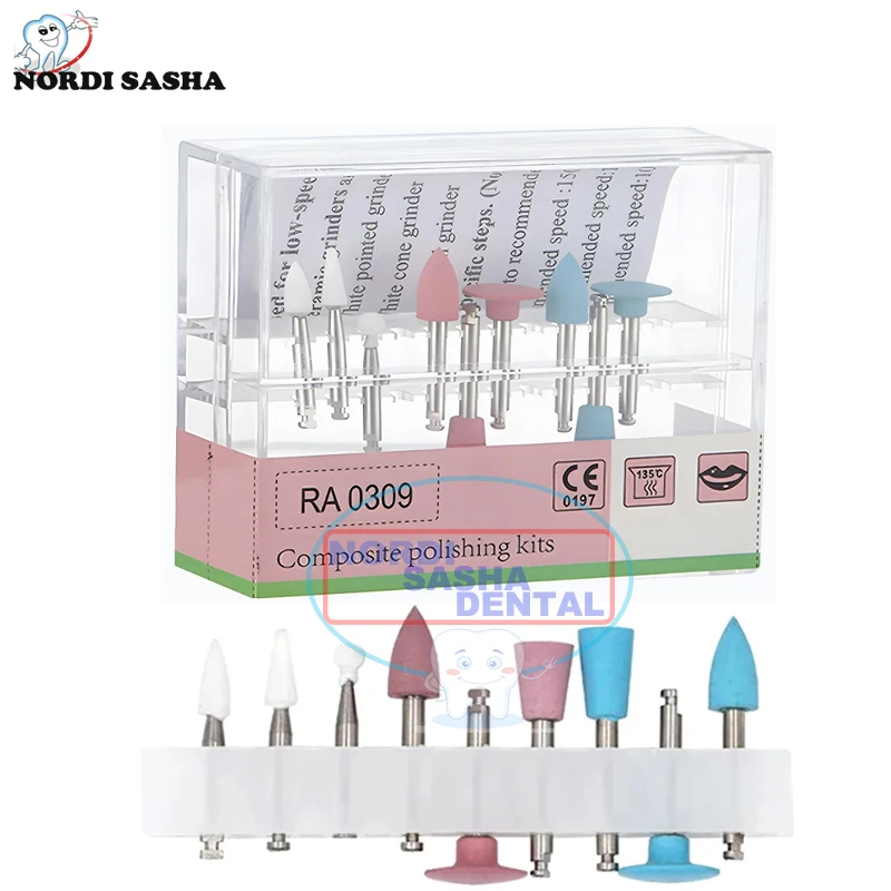 

2 BOX Dental Composite Polishing Kit For Low-Speed Handpiece Porcelain RA 2.35mm Polishing Grinding Heads Dentist Teeth Polisher