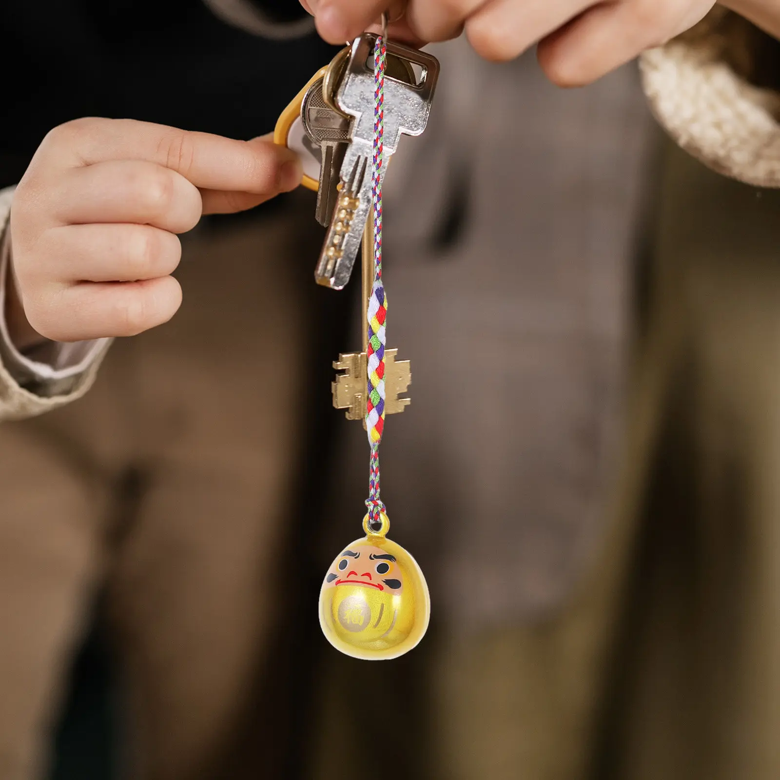 Daruma Keychain Lanyard Wristlet for Keys Women Short Lanyard Japanese Mini Daruma Pendant Charm Bag Phone Car Ornament Lucky