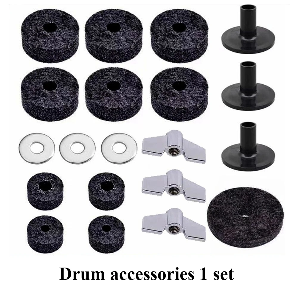 Drum cymbals, felt pads, protective cotton pads, sponge pads, sleeves, cymbal holders, dividers, shock absorbers, accessories
